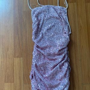Pink sequins fashion nova dress